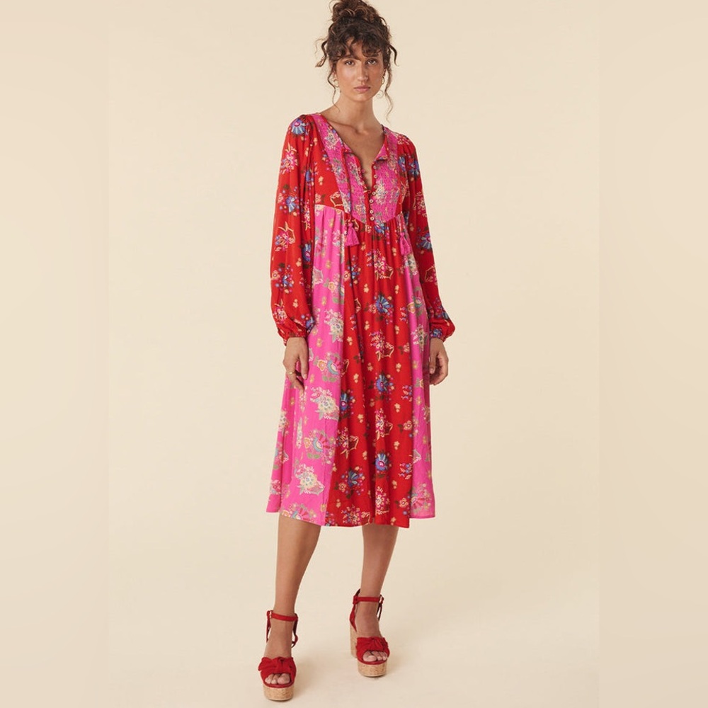 Spell Solstice Midi Dress in Salsa Rose
